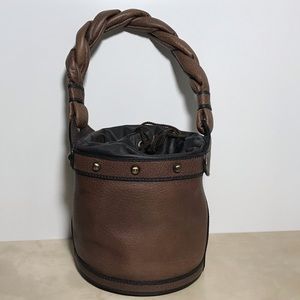 Fendi Bucket Drawstring Nappa Leather Hobo Bag